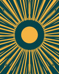 Radiating Yellow Sunburst Pattern Rug