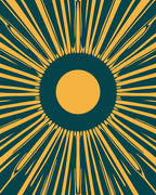 Radiating Yellow Sunburst Pattern Rug