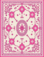Intricate Floral and Geometric Pink Rug