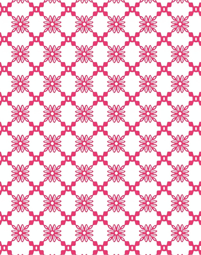 Pretty Pink Floral Lattice Pattern Rug