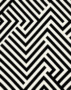 Modern Black White Geometric Maze Design Rug