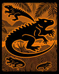 Orange Lizard Tropical Landscape Rug