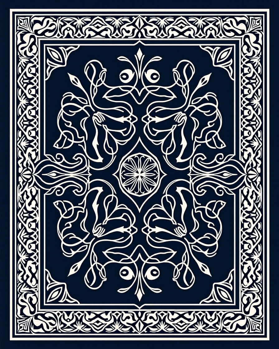 Intricate Floral Symmetry Pattern Rug