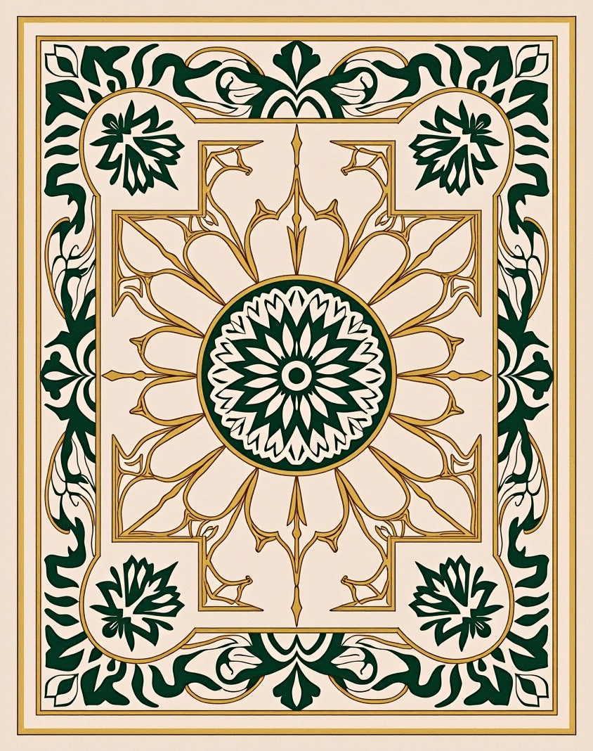 Elegant Floral Medallion Pattern Design Rug
