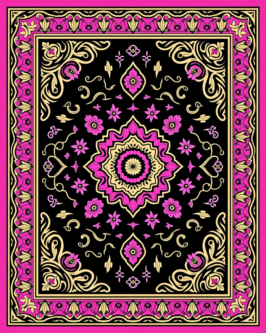 Ornate Floral Mandala Pattern Rug