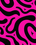 Bold Black Pink Swirl Abstract Rug
