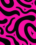 Bold Black Pink Swirl Abstract Rug