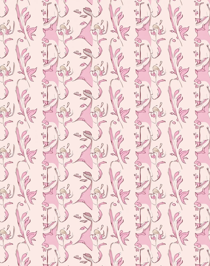 Abstract Figure Pink Swirl Pattern Rug