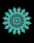 Mandala Style Cyan Floral Design Rug