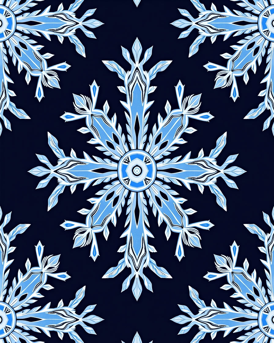 Ice Blue Snowflake Mandala Rug