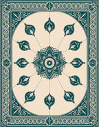 Floral Medallion With Intricate Border Design Rug