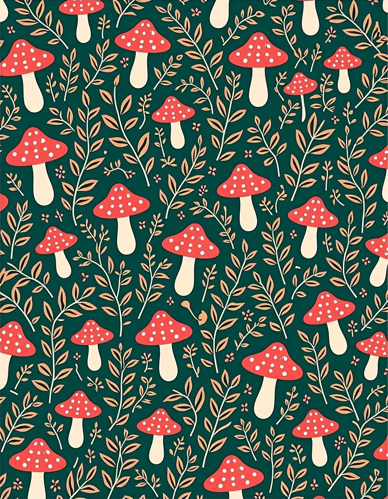 Whimsical Mushroom Foliage Pattern Rug