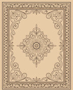 Elegant Floral Medallion Intricate Frame Rug