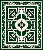 Dark Green White Geometric Floral Rug
