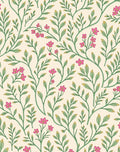Delicate Pink Floral Vine Pattern Rug