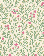Delicate Pink Floral Vine Pattern Rug