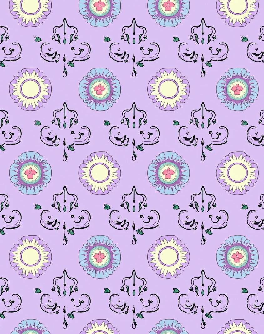 Pastel Floral And Scroll Pattern Rug