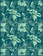 Teal Mint Floral Pattern Rug