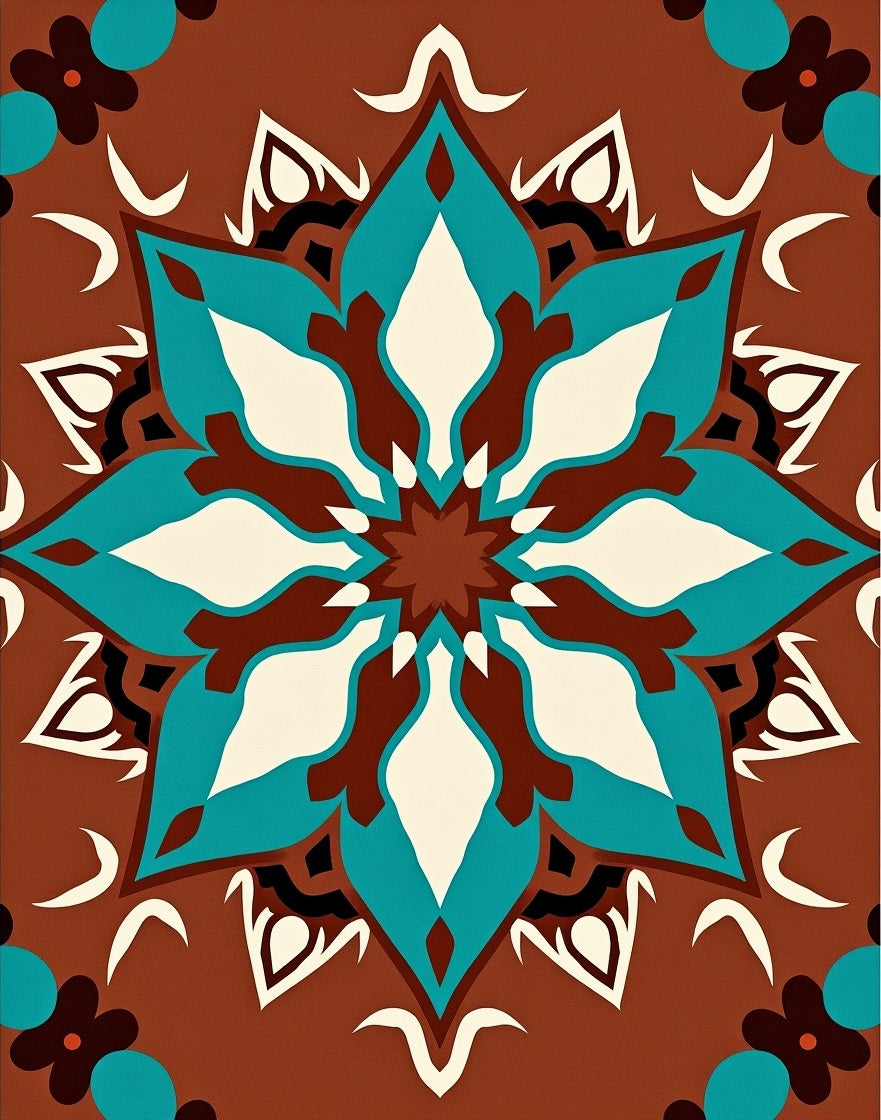 Geometric Floral Mandala Design Rug
