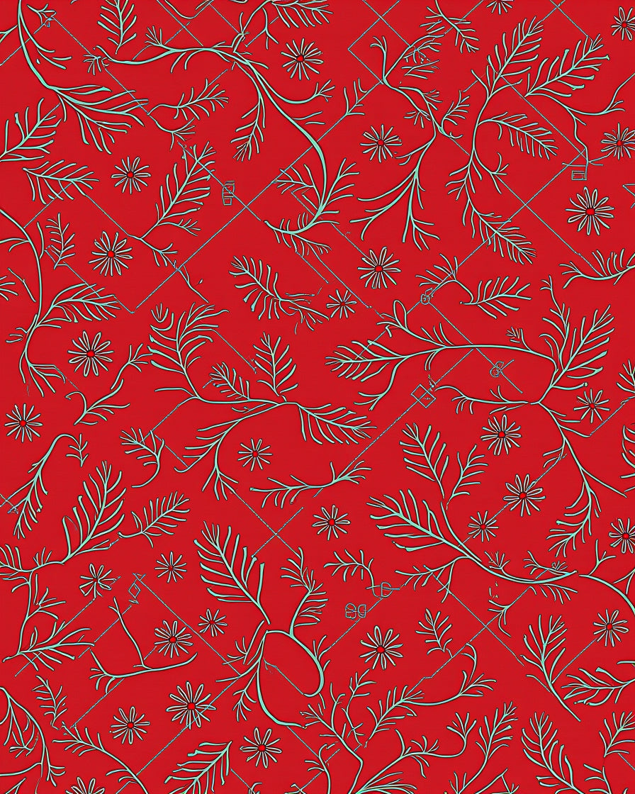 Red Vine Floral Pattern Rug