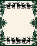 Forest Deer Silhouette Evergreen Border Rug