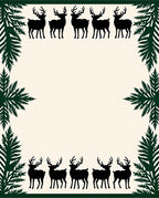 Forest Deer Silhouette Evergreen Border Rug