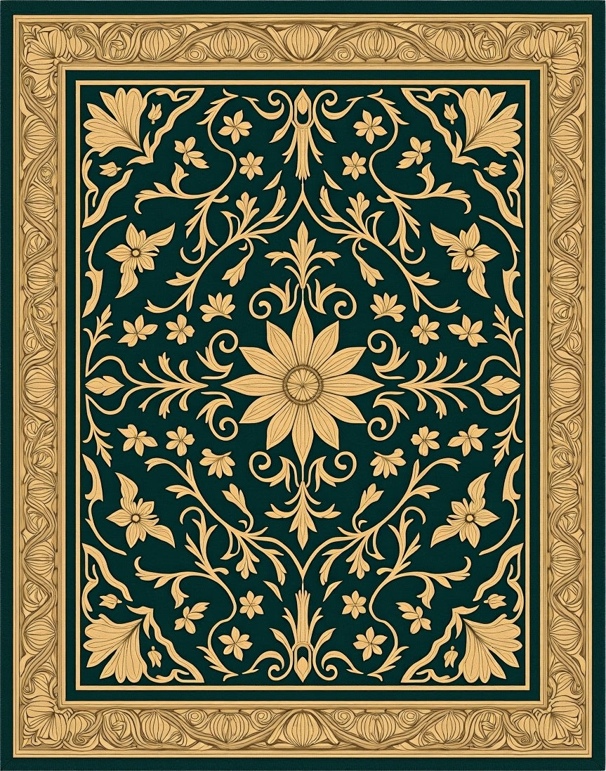 Vintage Floral Patterned Golden Rug