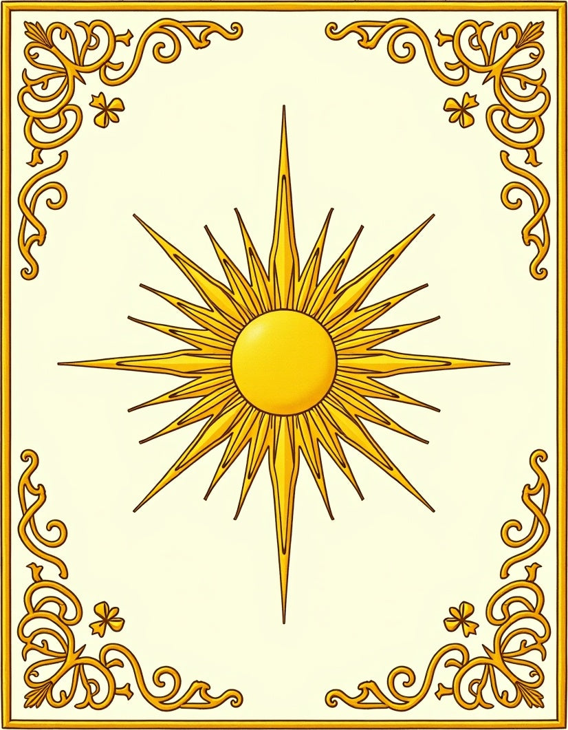 Radiant Sun Celestial Border Design Rug