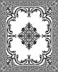 Ornate Floral Scrollwork Black White Rug