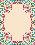Elegant Floral Scrollwork In Pink Teal Rug