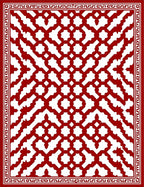 Intricate Red Geometric Lattice Pattern Rug
