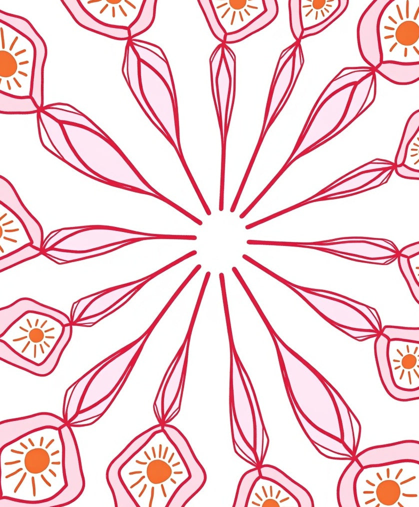 Radiant Sunburst Floral Pattern Rug