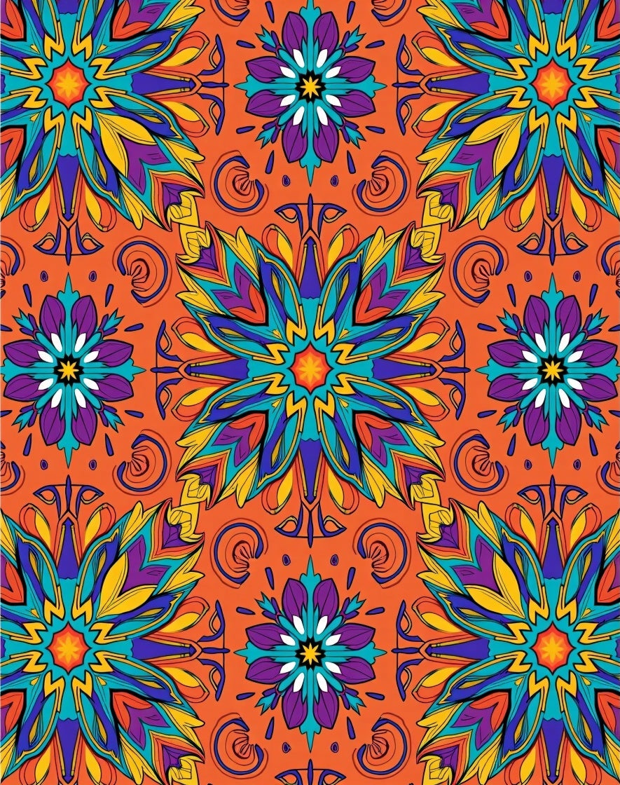 Vibrant Floral Mandala Pattern Rug