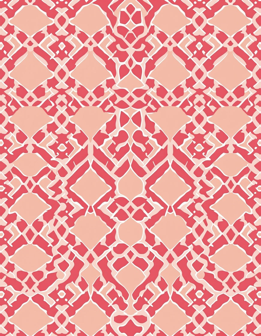 Coral Peach Abstract Lattice Pattern Rug