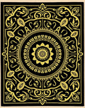 Black Gold Intricate Floral Mandala Design Rug