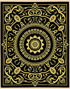 Black Gold Intricate Floral Mandala Design Rug