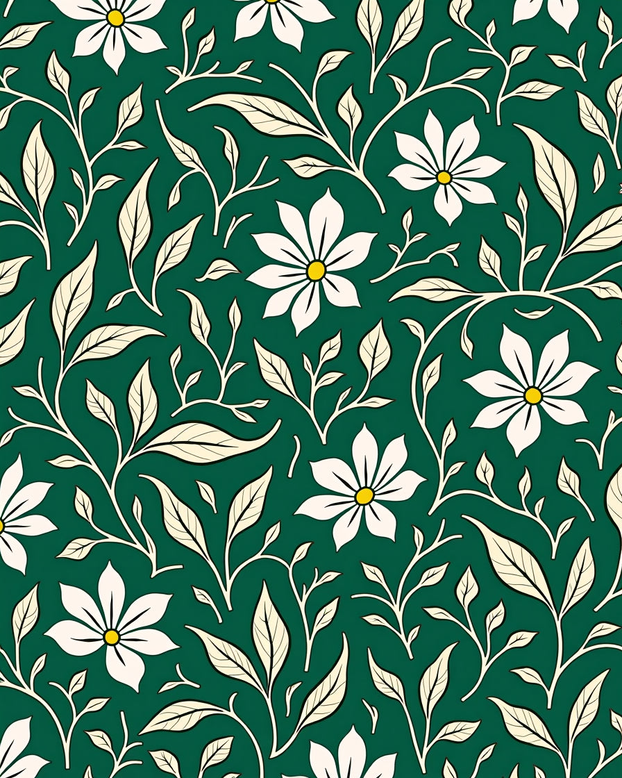 Elegant Cream Floral Vine Pattern Rug