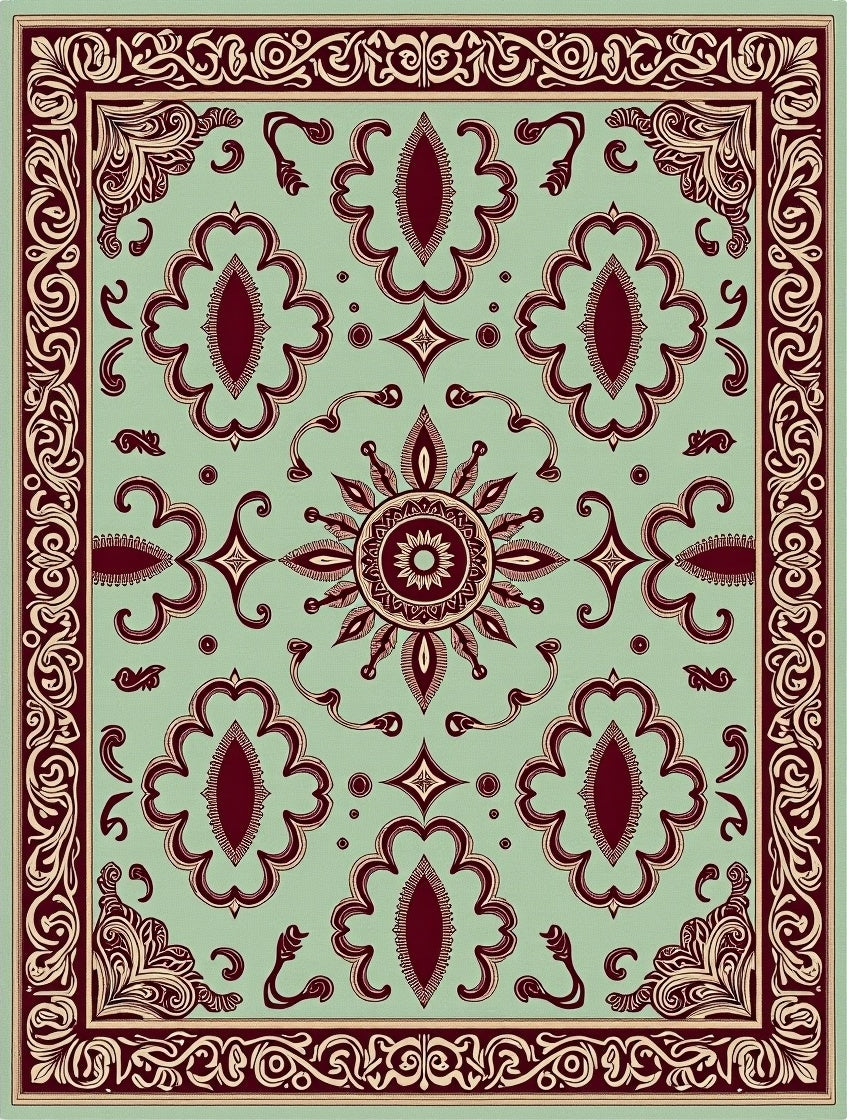 Ornate Floral Medallion Pattern Rug