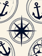 Nautical Anchors and Compass Rose Design Rug