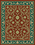 Traditional Floral Vine Border Rug