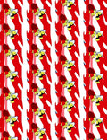 Red White Abstract Face Contemporary Rug
