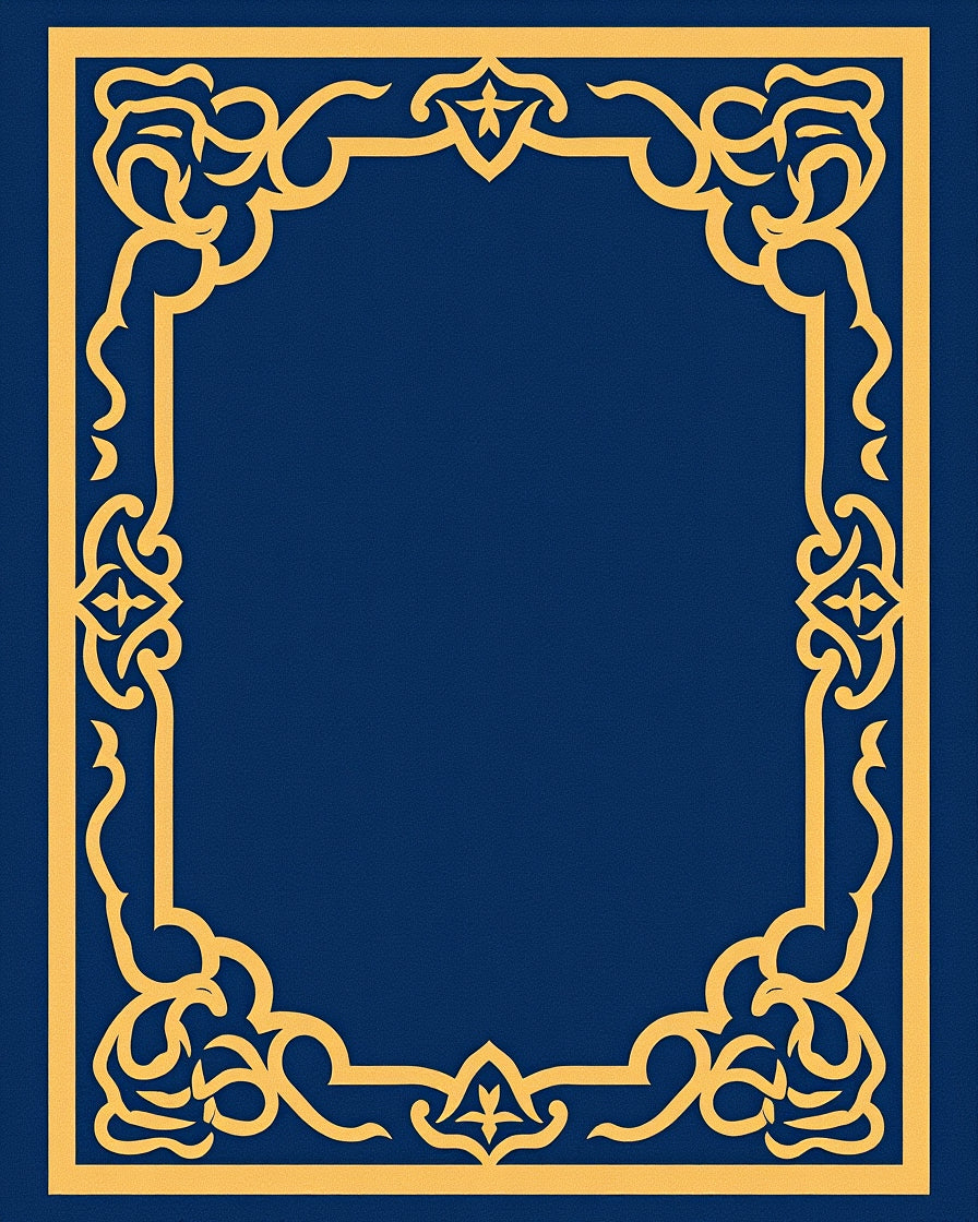 Gold Ornate Border Design Rug