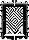 Abstract Maze Pattern Black White Rug