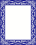 Elegant Blue Flourish Border Design Rug
