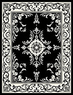 Traditional Black and White Floral Medallion Rug