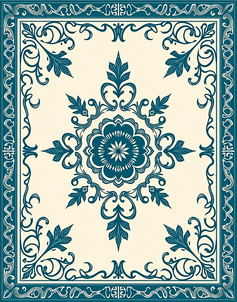 Dark Teal European Medallion Rug
