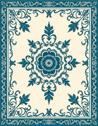 Dark Teal European Medallion Rug