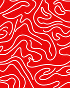 Bold Red Organic Flow Design Rug