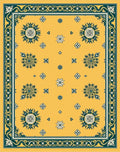 Golden Yellow Floral Patterned Rug