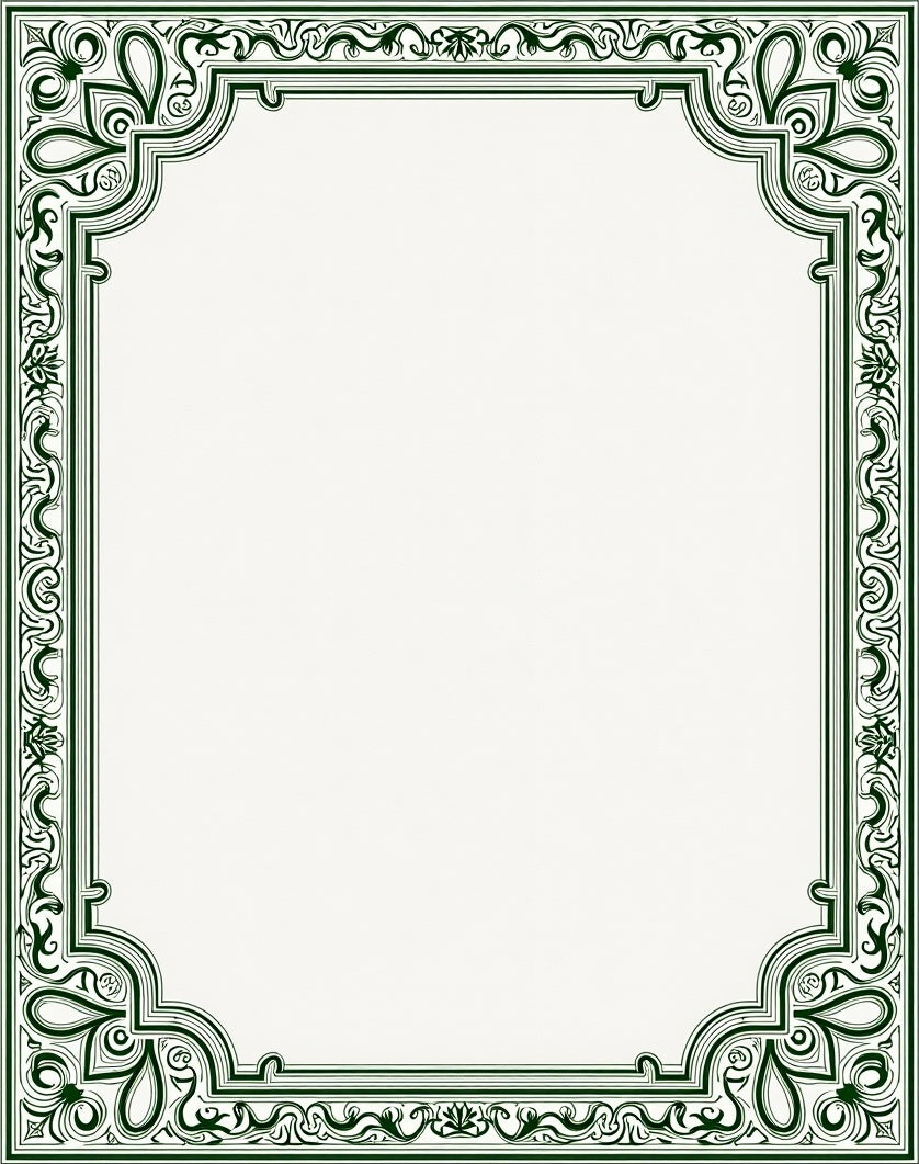 Ornate Green Floral Border Design Rug